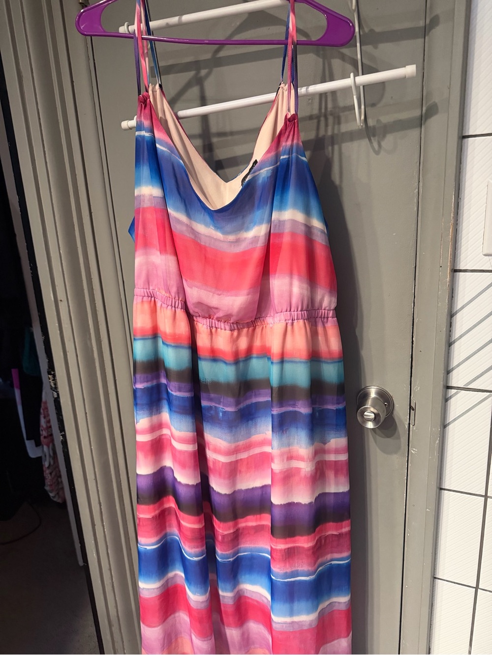 Lane Bryant Multicolor Striped Maxi Dress in Pink Blue Purple